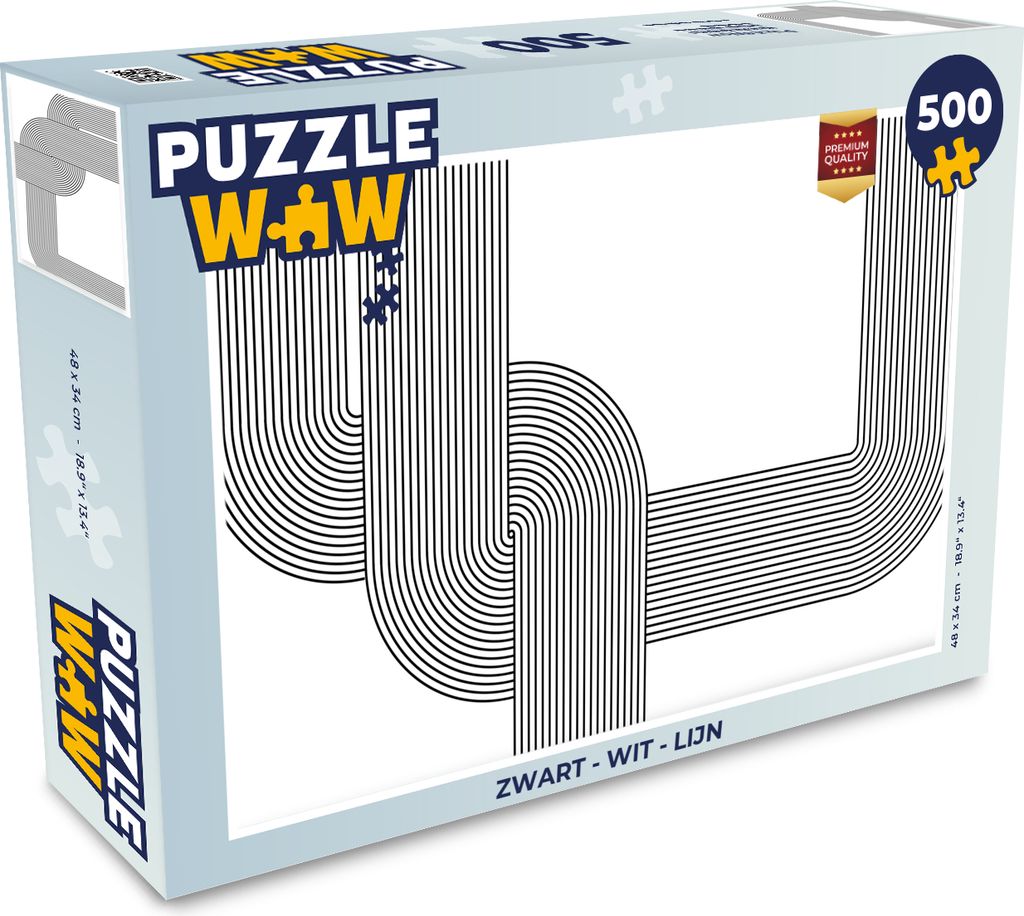 MuchoWow Puzzle 500 Teile Schwarz - Weiß - Linie - 500 Teile - Kinder - Selberbauen - Puzzlespiele