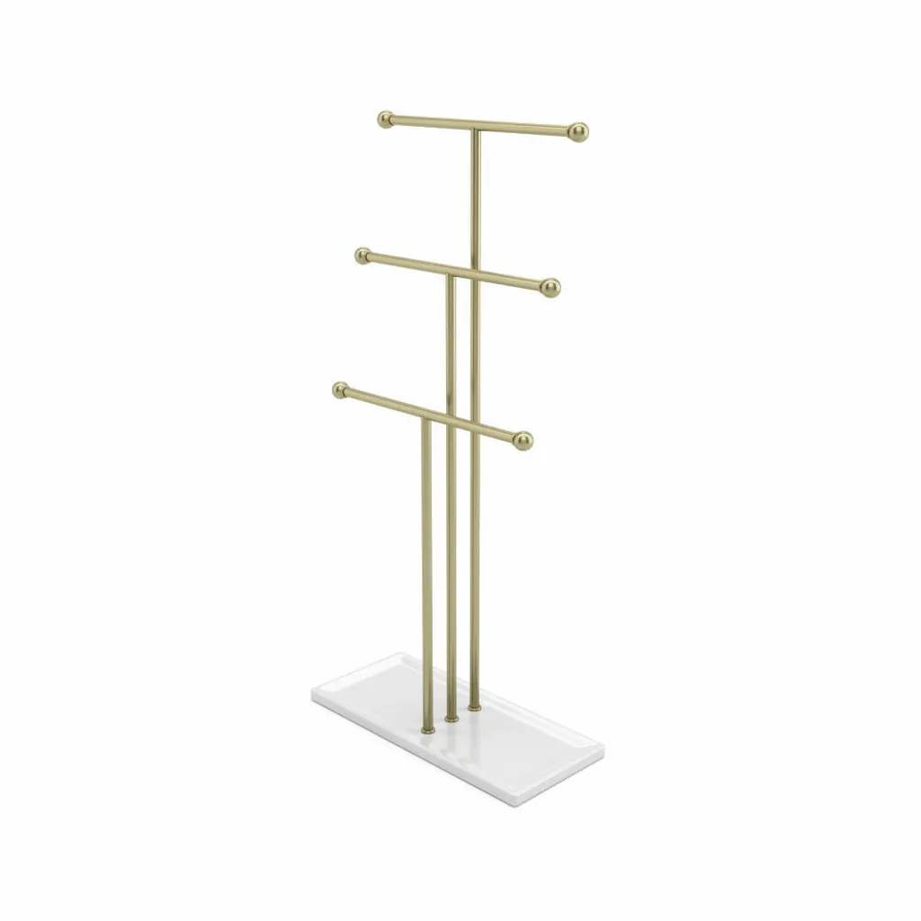 Portacollane da Tavolo Umbra Trigem - Stand Metallo Bianco / Ottone
