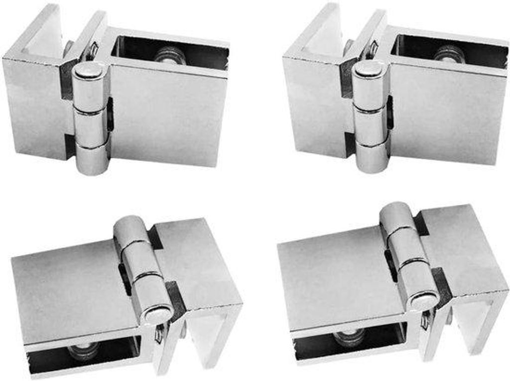 Acrylglas-Türscharniere 4 Stück - Schwenkscharniere für 5-8mm Acrylglasetüren mit Silberoptik - Schnelles und klemmfreies Öffnen bis 90 Grad o...