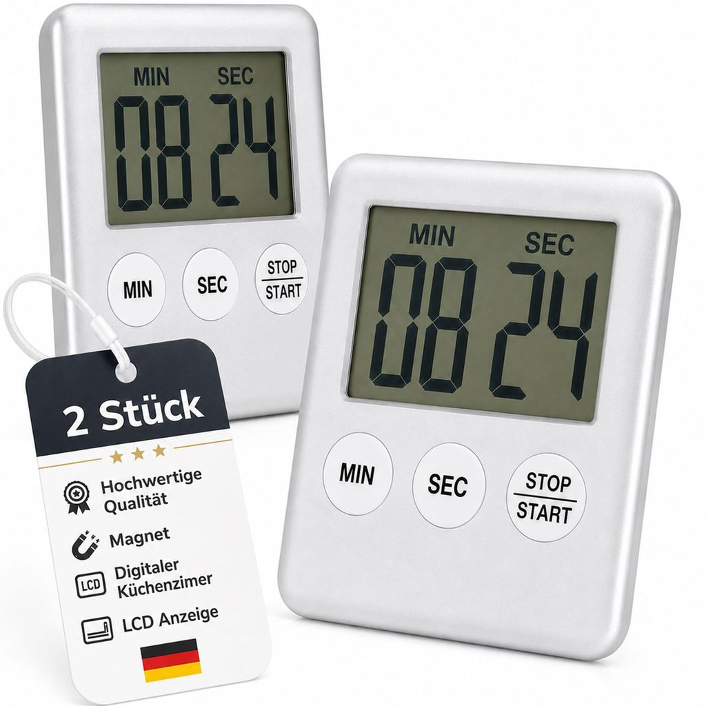 Eieruhr 2er Set Küchenuhr Kurzzeitmesser Digitale Eieruhr Produktbild 