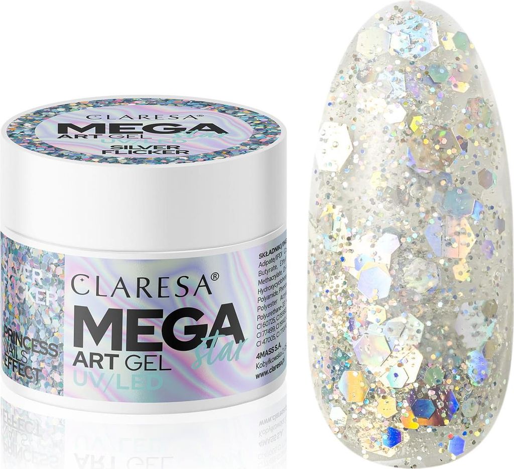 Claresa Megastar Art Gel - Silberflicker - 10G Produktbild 