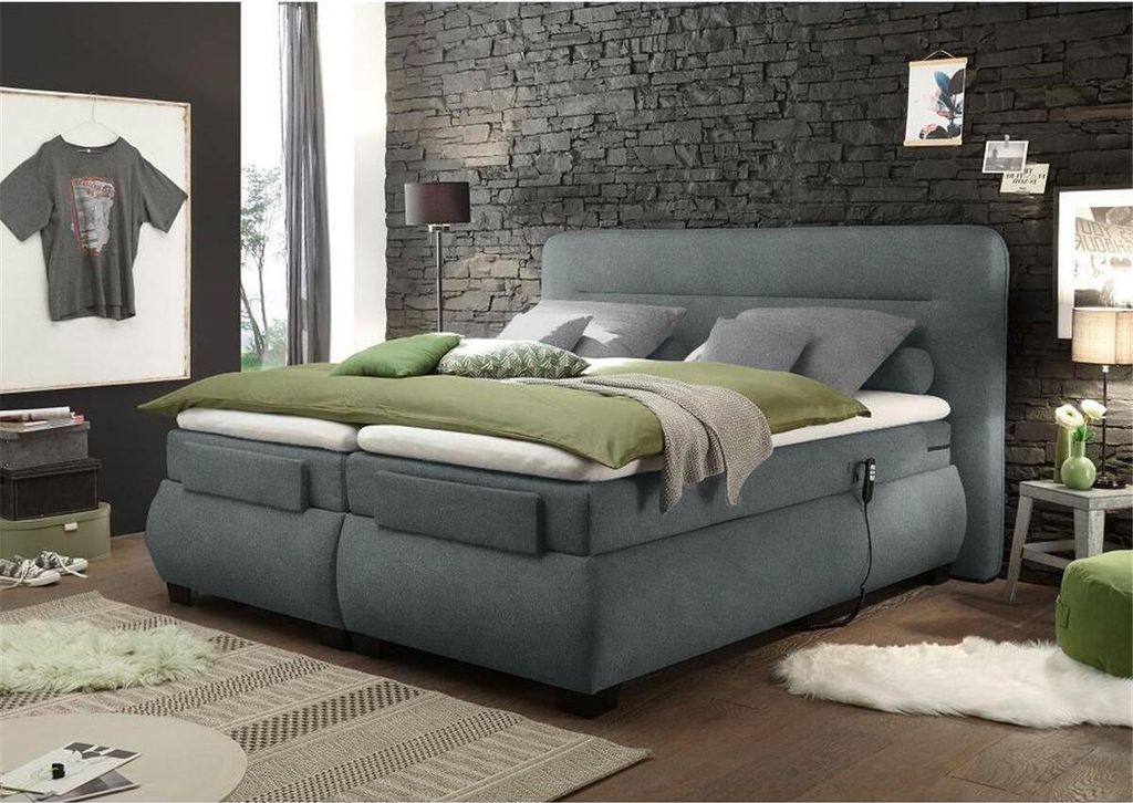 Boxspringbett 180x200 cm elektrisch verstellbar EDIRNE-09 in Uran 04 anthrazit