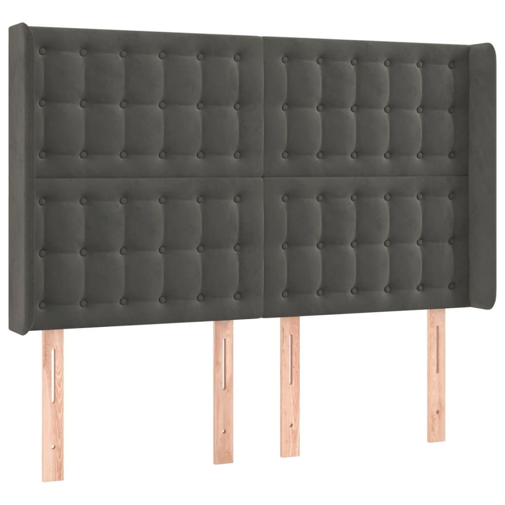 Kopfteil mit Ohren Dunkelgrau 147x16x118/128 cm Samt