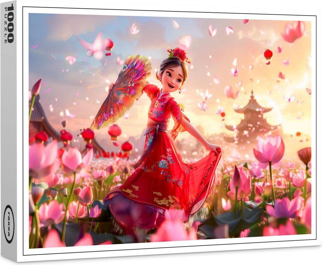 raxxa Premium-Puzzle "Comic Girl Aunt with Traditional Fan", 1000 Teile