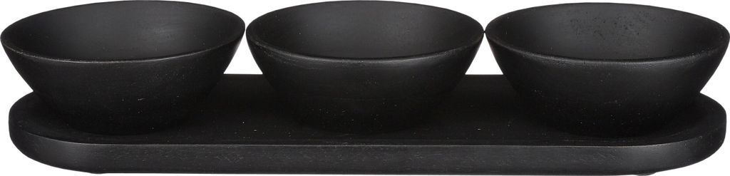 Mica Decorations Tomar Schale Auf Tablett - 200 ml - 100%Mangoholz - Schwarz