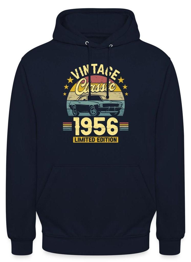 Spreadshirt 70. Geburtstag | Vintage Auto Design Uni Hoodie, L, Navy