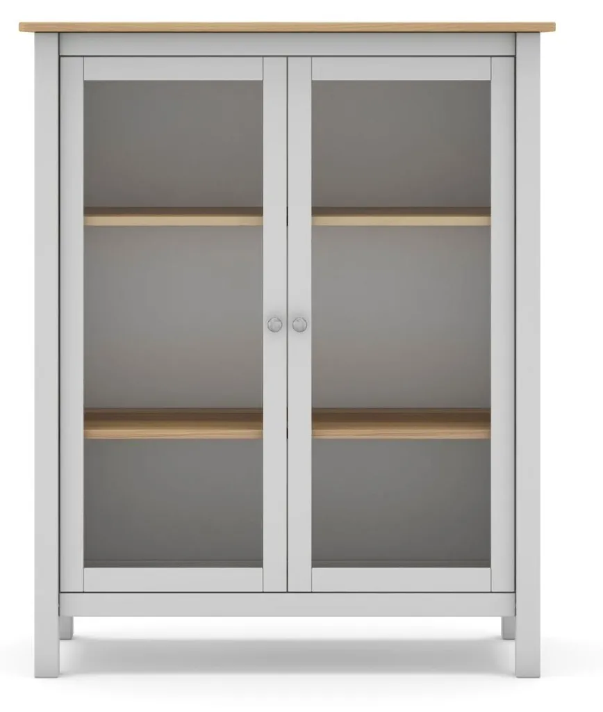 Vitrine Basse Misti L90 cm Design Bois et Verre avec 2 Portes Calicosy