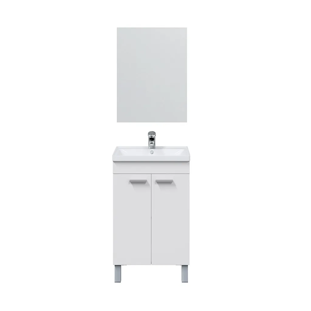 Meuble de salle de bain blanc brillant 50x80x40 cm avec portes KONCEPT 50