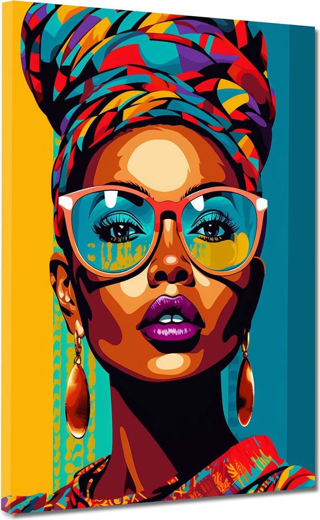 Street Art Frau mit Turban und Sonnenbrille Colour Style Leinwandbild Wanddeko: 30x40x2cm