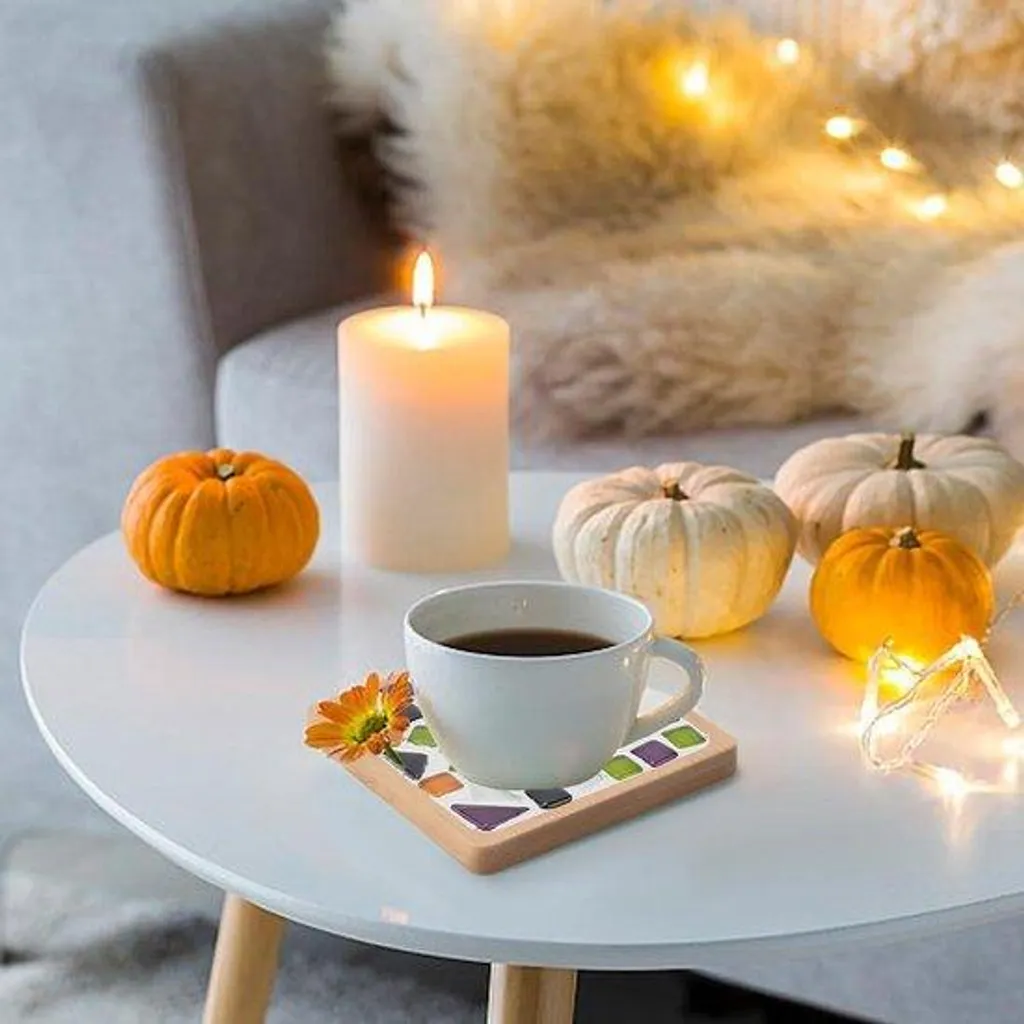 Lot de 3 sous-verres en bambou Halloween faciles à personnaliser DIY