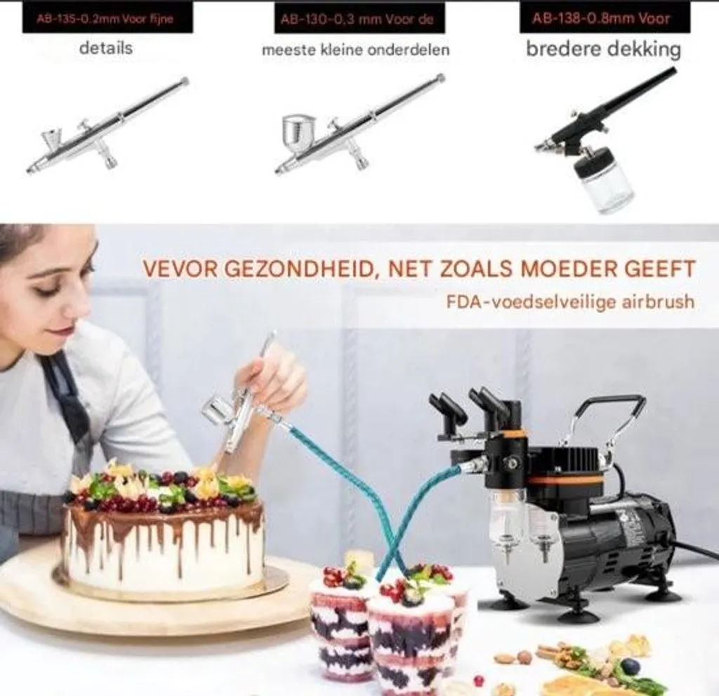 Kit aérographe complet avec compresseur 120W et 3 buses interchangeables