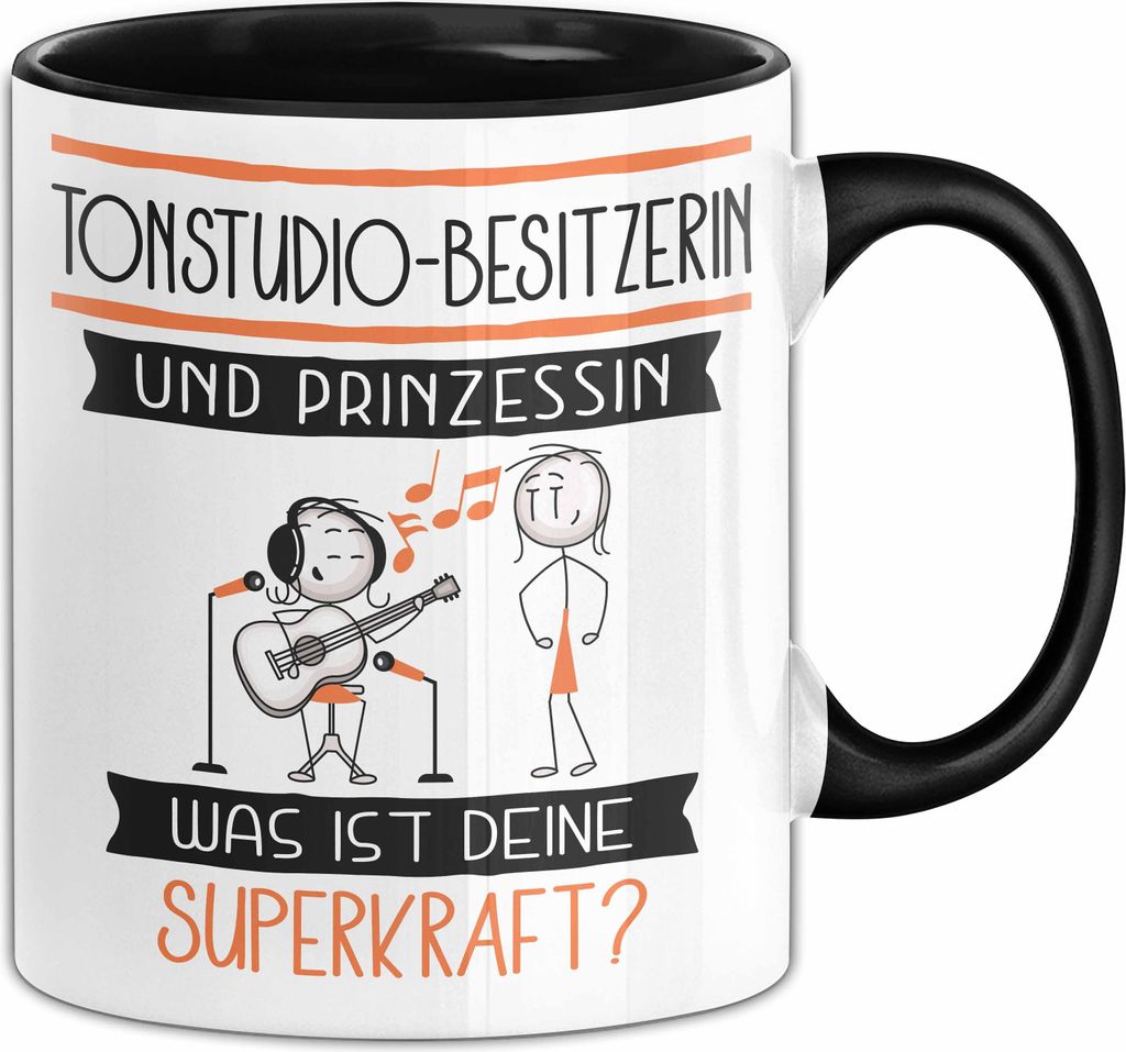 Tonstudio-Besitzerin Und Prinzessin Tasse Geschenk Für Eine Tonstudio-Besitzerin Geburtstag Was Ist Deine Superkraft (Schwarz)