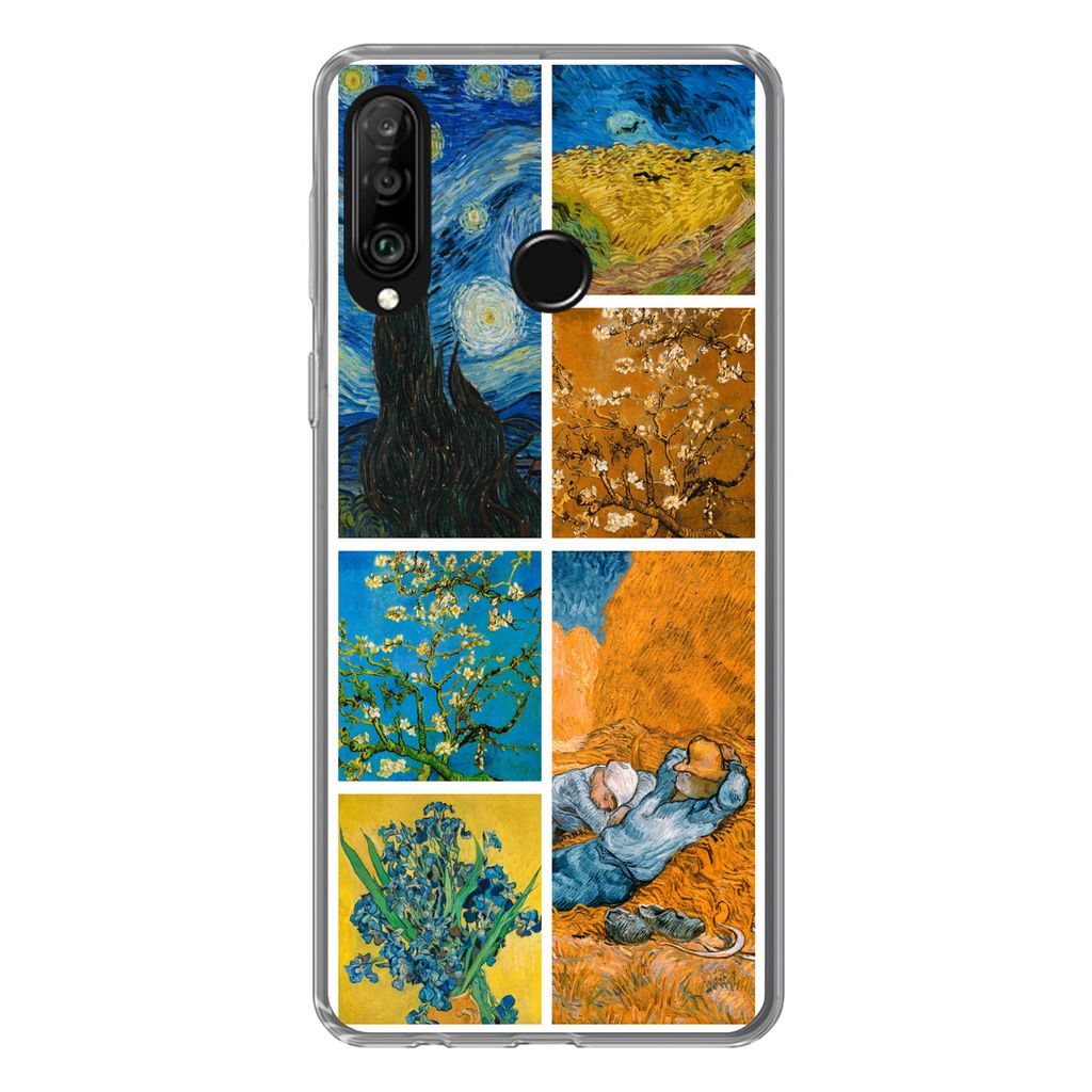 MuchoWow Handyhülle Schutzhülle Hülle für Huawei P30 Lite Van Gogh - Collage - Alte Meister Silikon Softcase Handy Hülle - Handyhülle