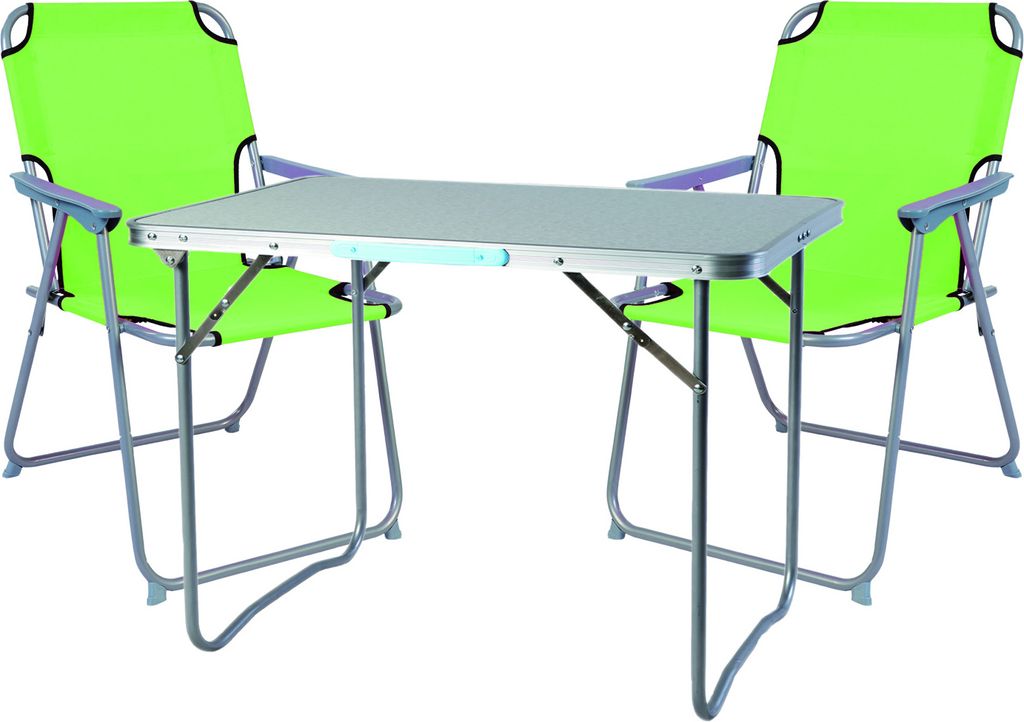 3-teiliges Campingmöbel Set Alu L70xB50xH59cm lime-grün