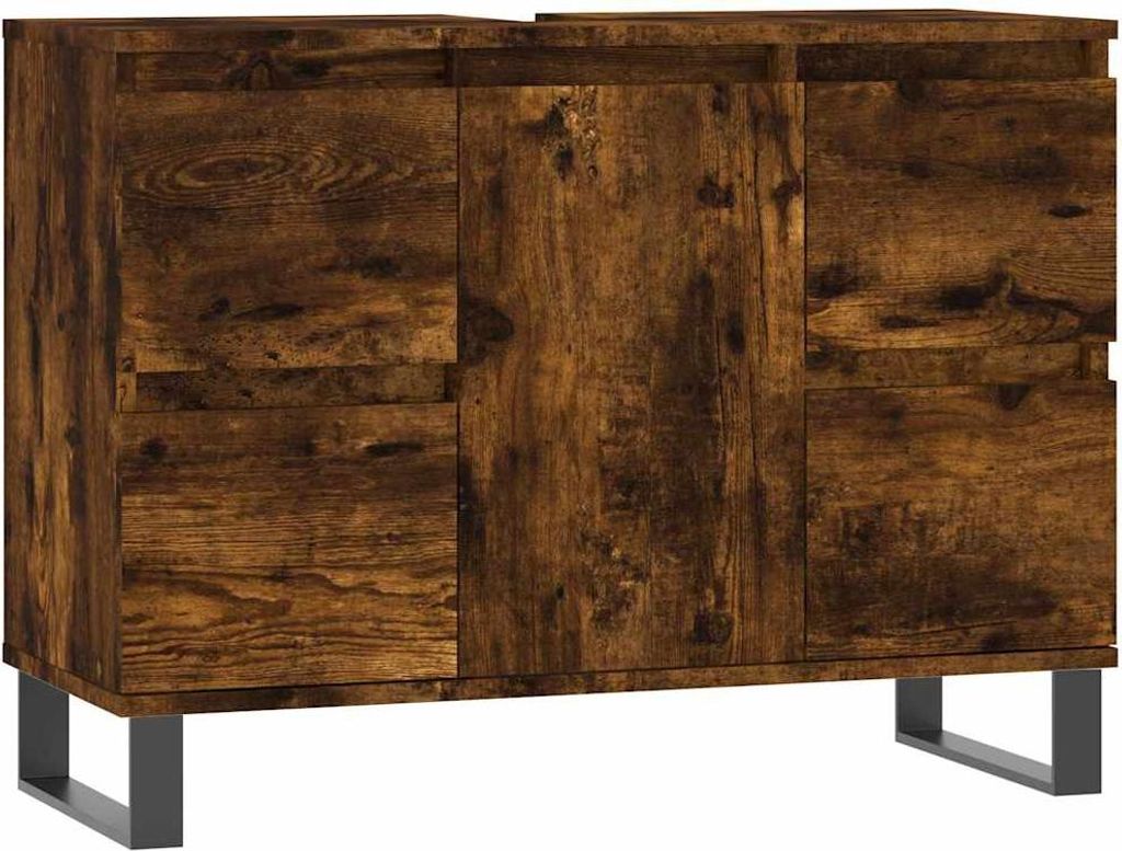 vidaXL Badschrank Räuchereiche 80x33x60 cm Holzwerkstoff