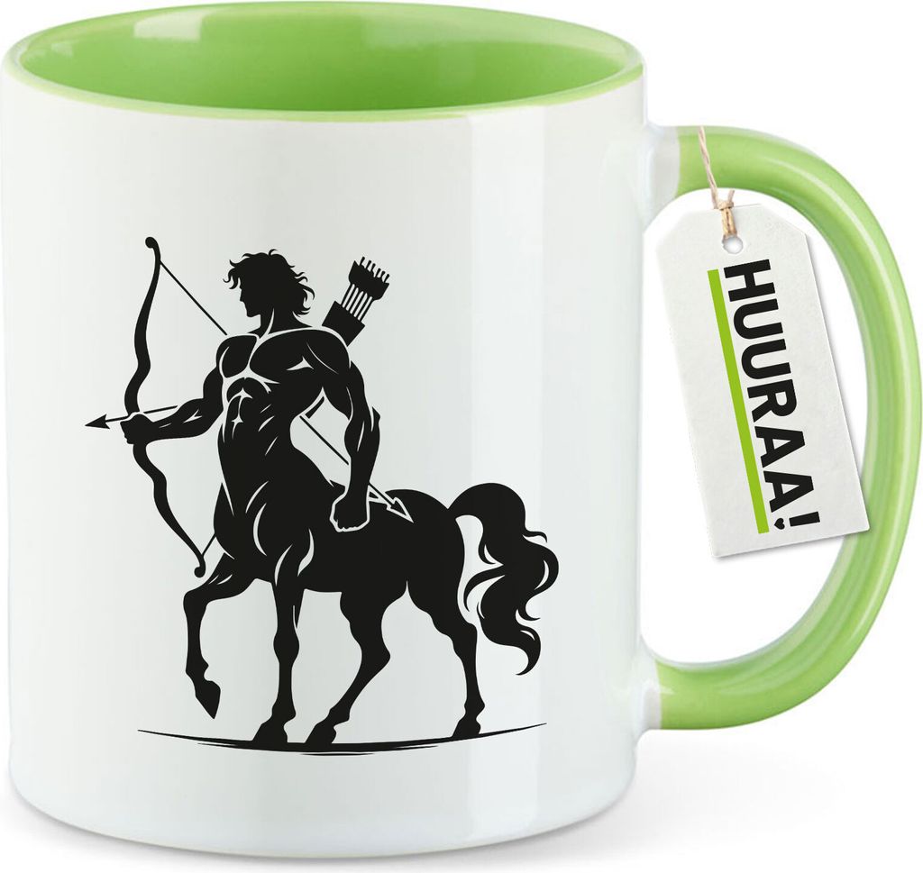 Huuraa Kaffeetasse Zentaur Fabelwesen 330ml Grün Keramik Kaffeebecher Geschenkidee