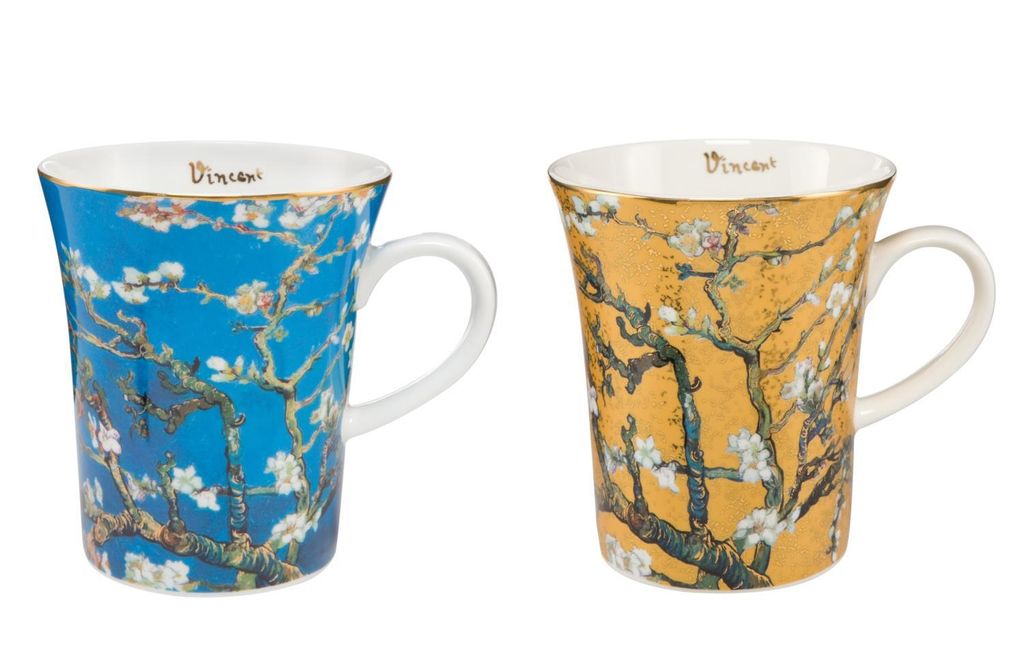 Vincent van Gogh Kaffeebecher Tasse MANDELBAUM BLAU GOLD 400ml Goebel Porzellan