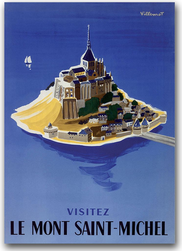 Poster - Canvas - Leinwand - 59,4 cm x 84,1 cm - Fotoposter - Leinwandkunst - Mont Saint Michel Französisch