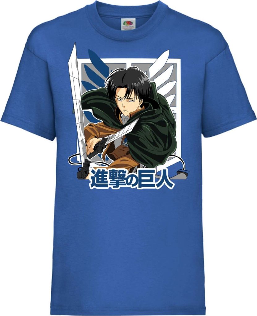 Kinder T-Shirt Attack Anime On Titan Levi Ackerman 01 Levi Titan Attack, 12-13 Jahr - 152 / Blau