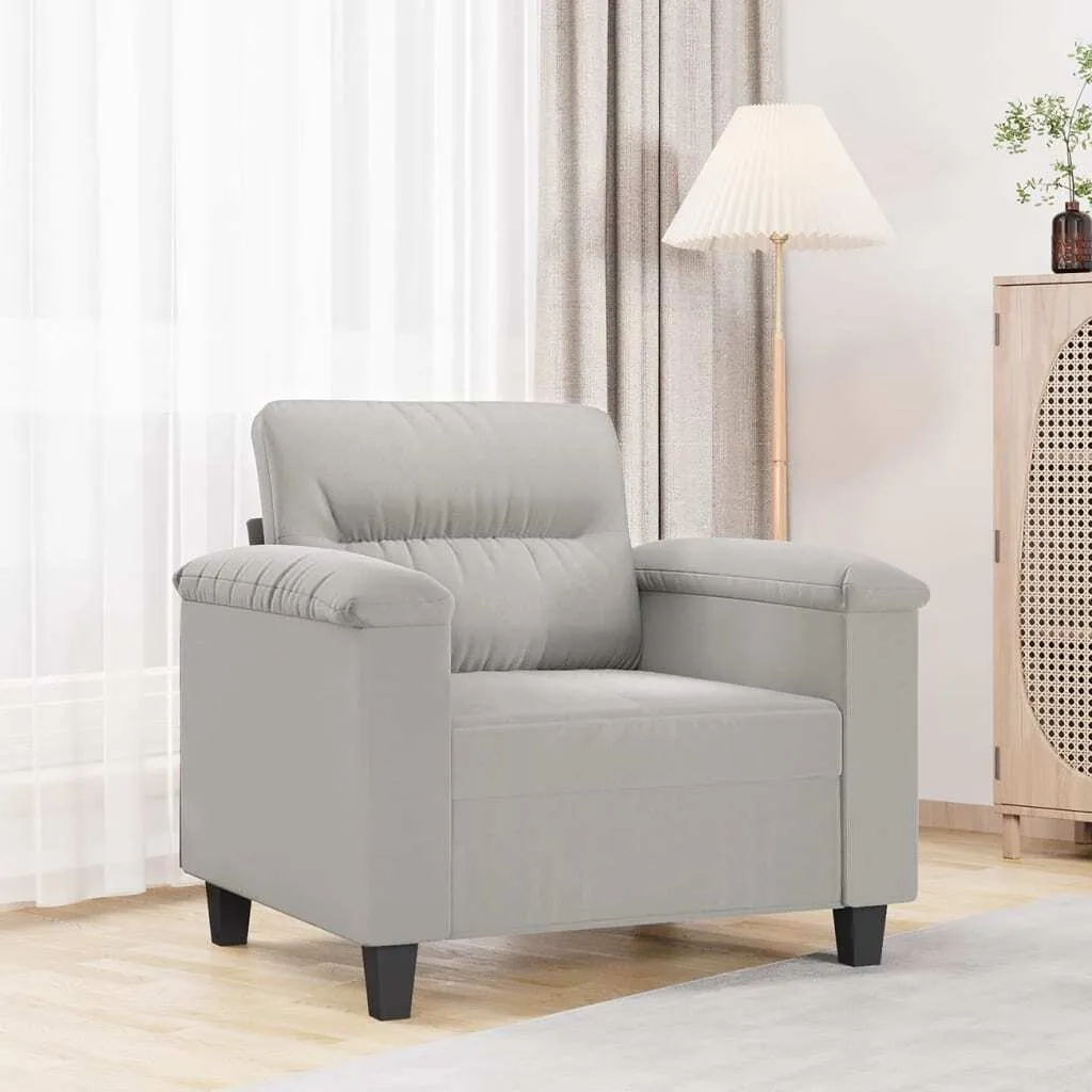 Fauteuil microfibre gris clair 60 cm avec assise moelleuse et douce - 2