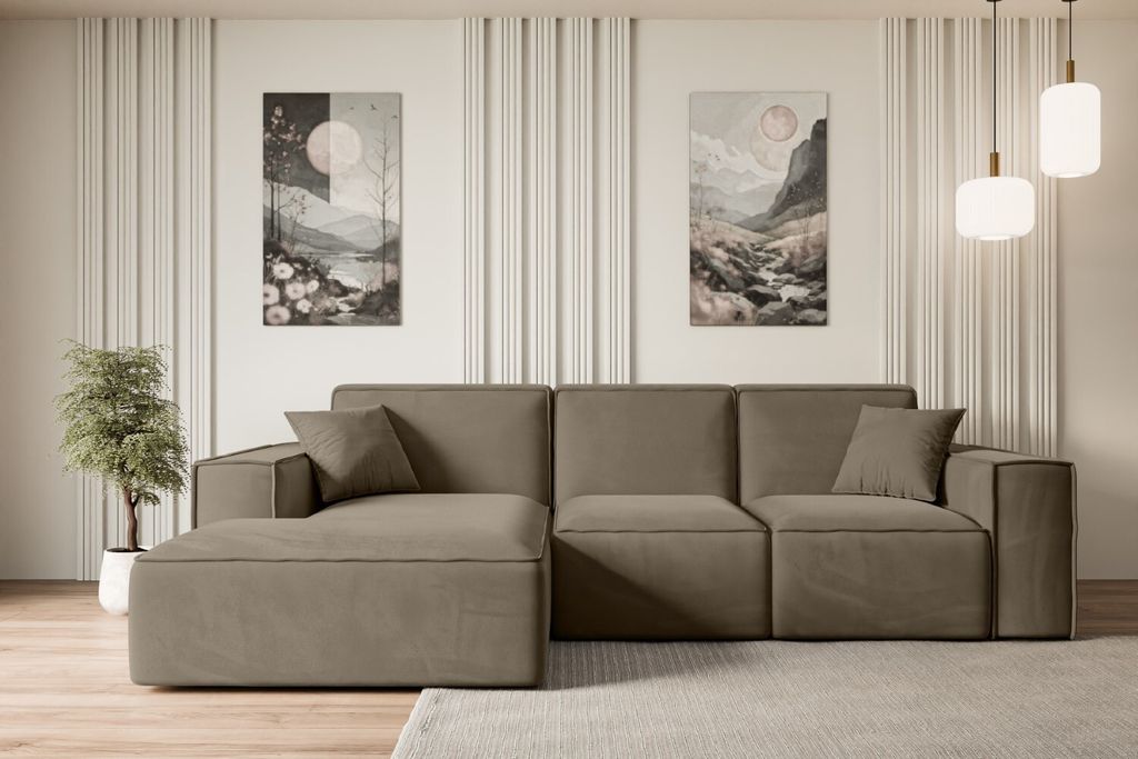 ALTDECOR Ecksofa in L-Form SERRA-L - 266x169x80 cm Braun - Produktbild 