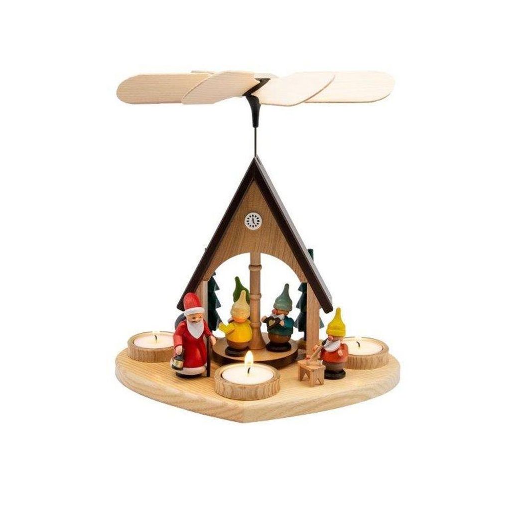 Weihnachtsdeko Tischpyramide Zwerg & Schneemann BxHxT 25,4x26x20cm NEU