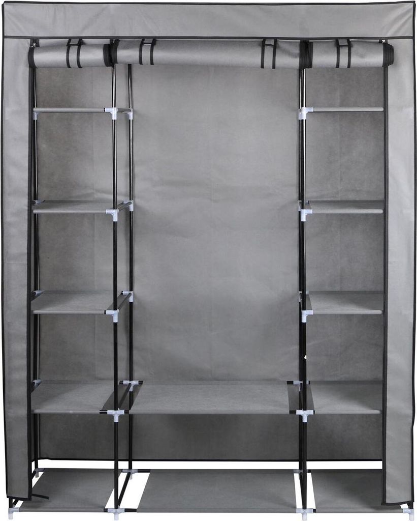 Faltbarer Kleiderschrank aus Stoff mit Reißverschluss grau 175x133x43CM 28873