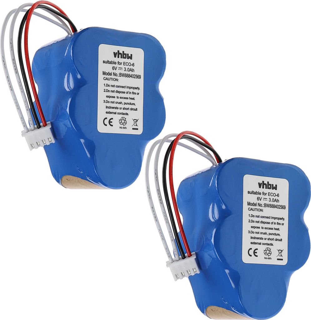 vhbw 2x Akku Ersatz für 945-0005, 945-0006, 205-0001, 945-0024, LP43SC3300P5 für Staubsauger (3000 mAh, 6 V, NiMH)