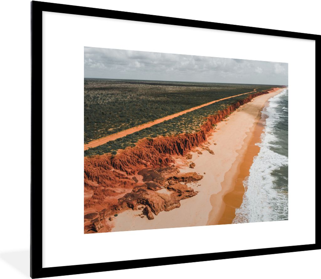 MuchoWow MuchoWow Gerahmtes Poster Die Küstenlinie Australiens 80x60 cm - Poster mit zchwarzem Bilderrahmen - Schlafzimmer-Dekorationen - Foto...