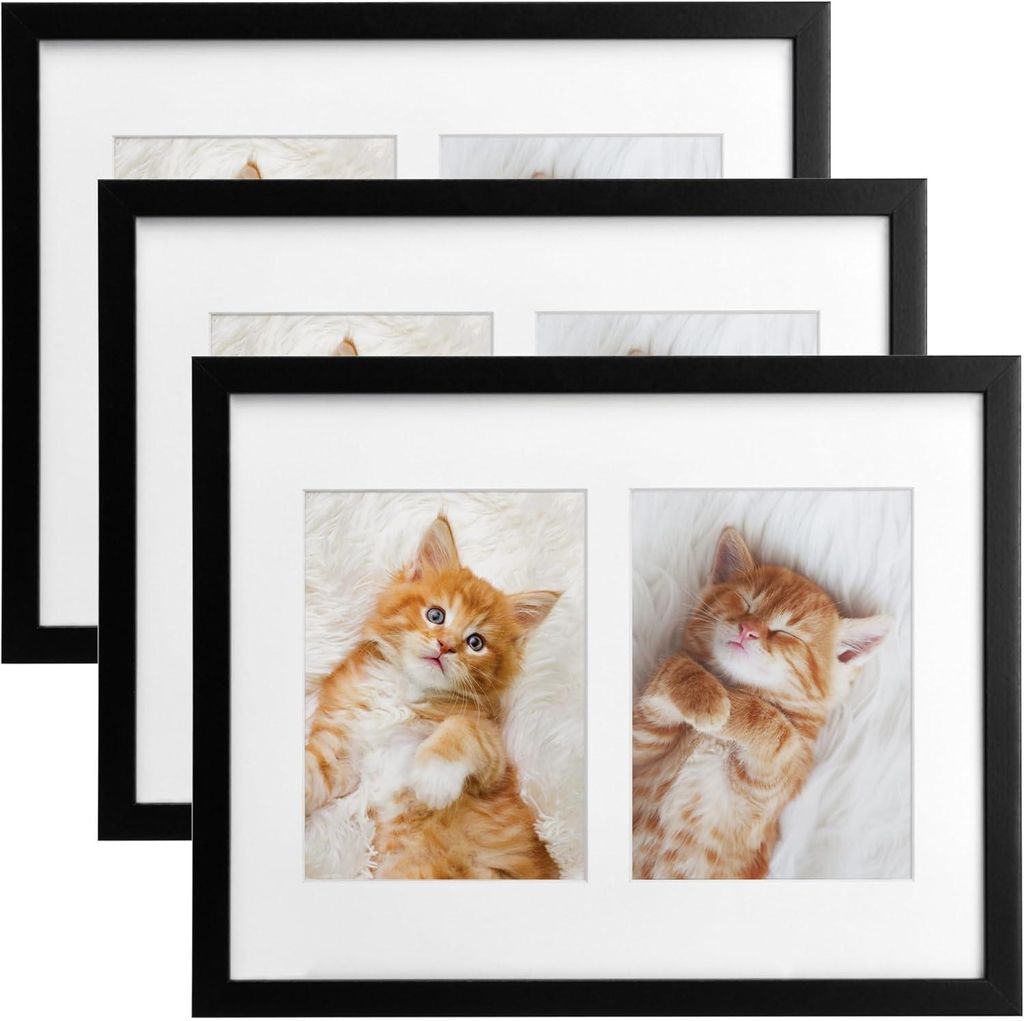 Bomoe 3x Bilderrahmen Collage für 2 Fotos Galeria, 13x18cm, Schwarz