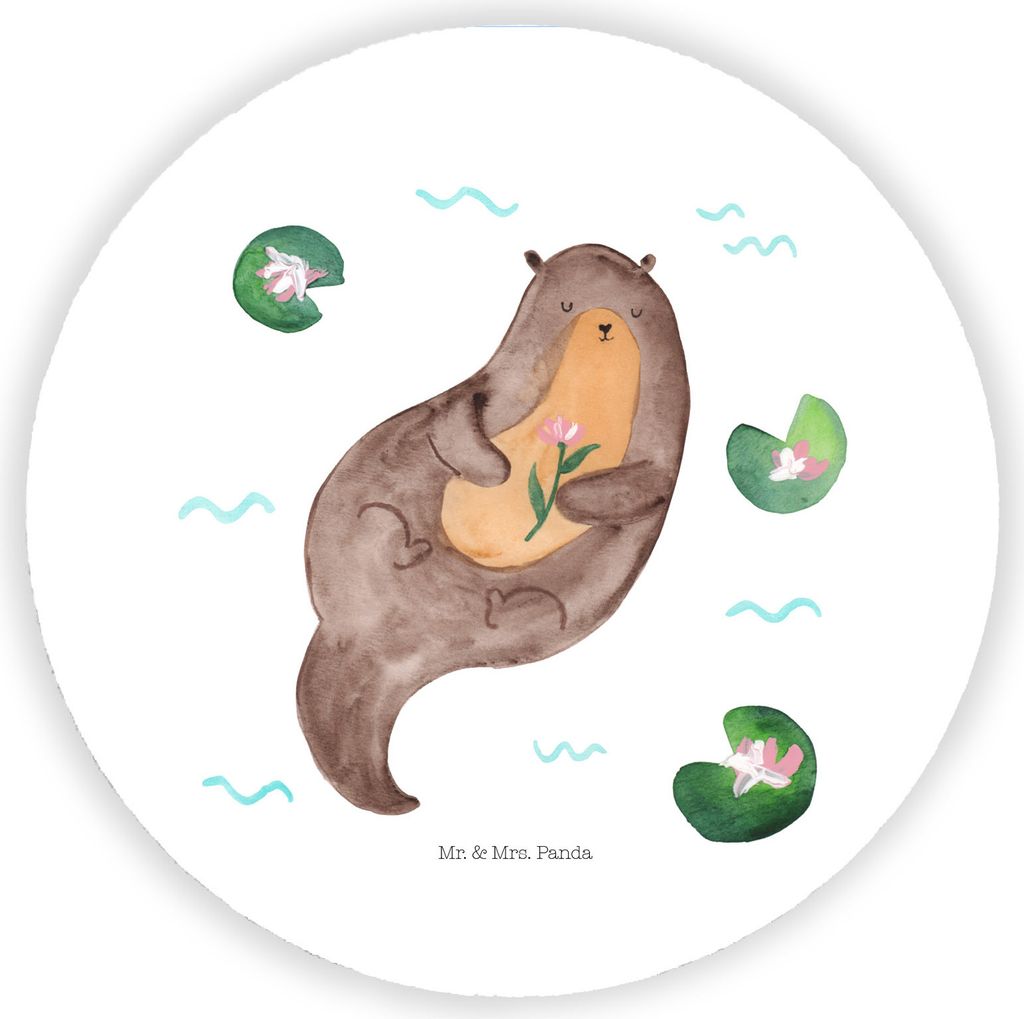 Mr. & Mrs. Panda magnet Otter Seerose - Weiß - Geschenk, Fluss, glücklich, pinnwand, Seeotter, haftmagnet, für fotos, holzmagnet, kühlschrank, ...