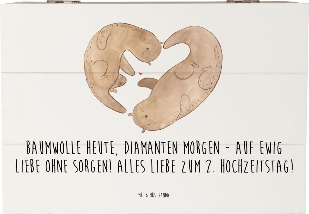 Mr. & Mrs. Panda Box 2. Hochzeitstag Baumwollhochzeit 22 x 15 cm - Weiß - Geschenk, Schatzkiste, handgemacht, feiern, Sprichwort, auf ewig Liebe, ...