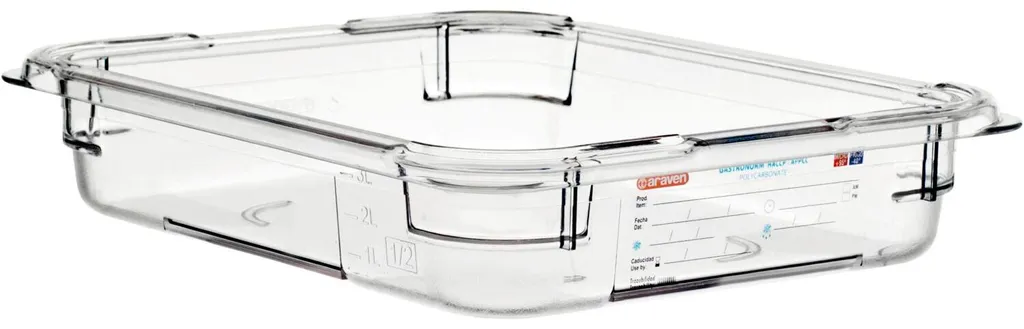Bac Gastronorme ARAVEN GN 1/2 Polycarbonate 65mm de 3,9 Litres Pro