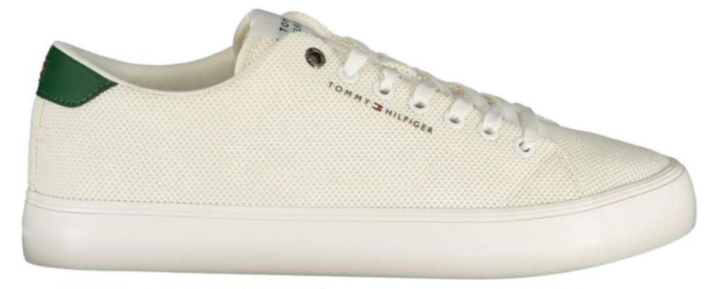 Herren Sportschuh weiß mit grünen Details & herausnehmbarem Fußbett