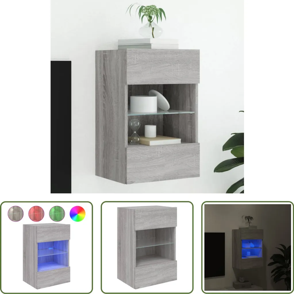 Arredo Soggiorno Grigio Sonoma LED | Mobile TV Sospeso 40x30 cm