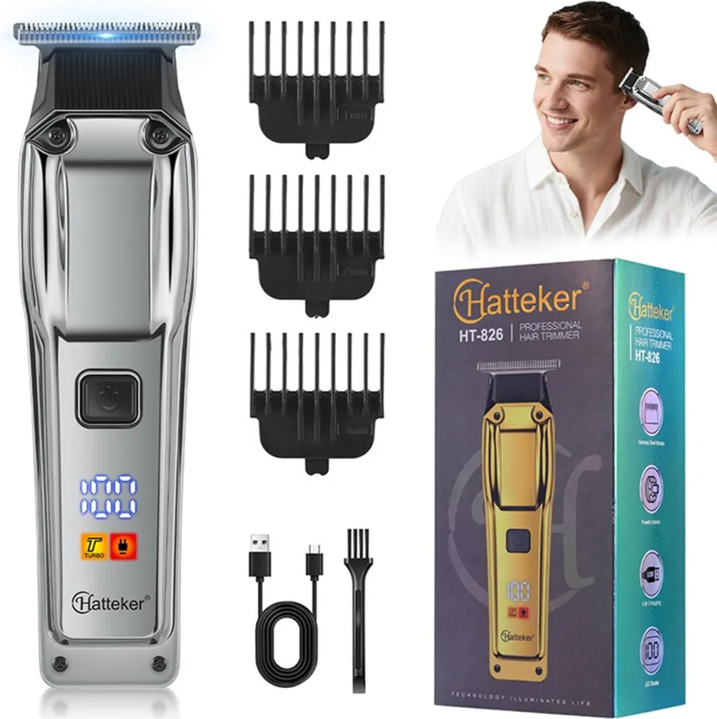 Tagliacapelli da Viaggio INF USB - Trimmer Argento LCD per Professionisti
