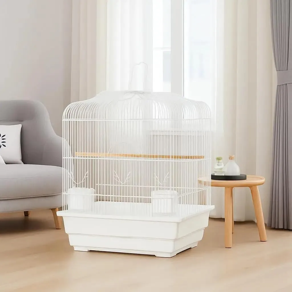 Cage portable oiseaux pour perroquet et perruche - Modèle blanc en métal
