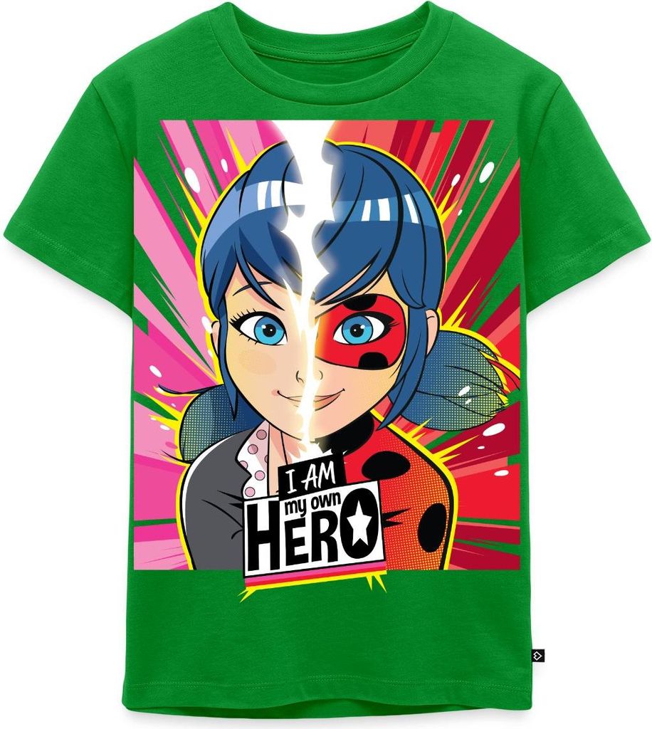 Spreadshirt Miraculous I Am My Own Hero Ladybug Marinette Kinder Premium T-Shirt, 122/128 (6 Jahre), Grün
