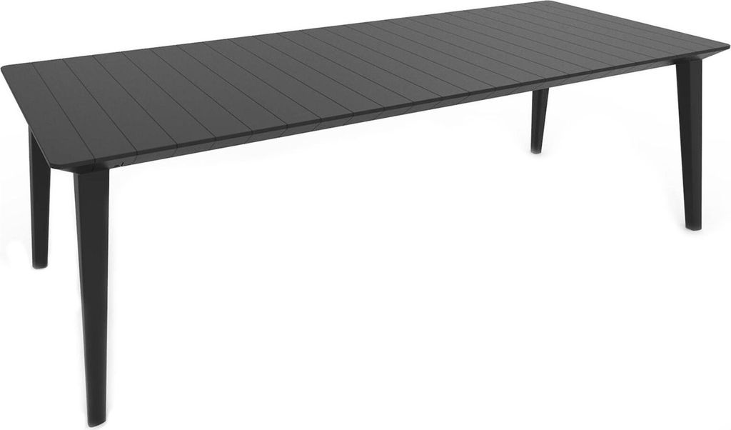 Dmor Tisch für Außen, Camrose 235x98x74 cm, Anthrazit Schwarz, 10 Sitzplätze, Ausziehmechanismus mittig