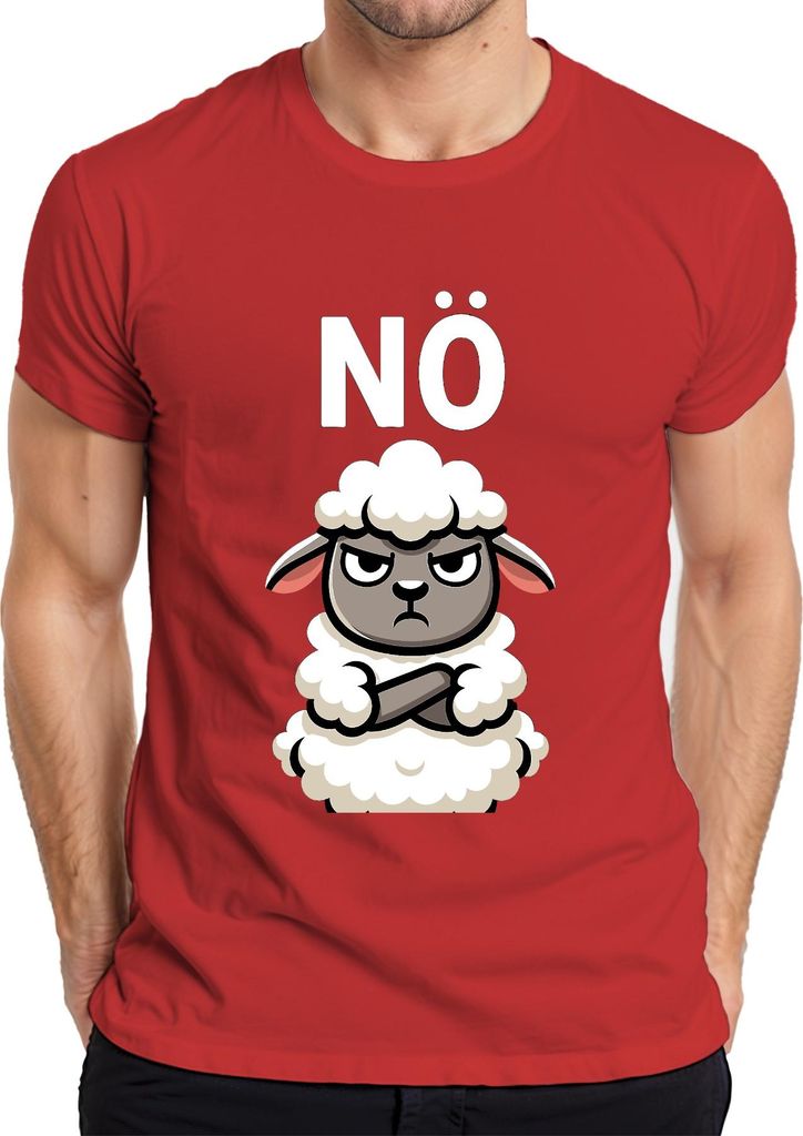 NÖ Schaf mürrisch sarkastisch grimmig Cartoon Bauernhof Geschenk Herren T-Shirt, Rot, 3XL