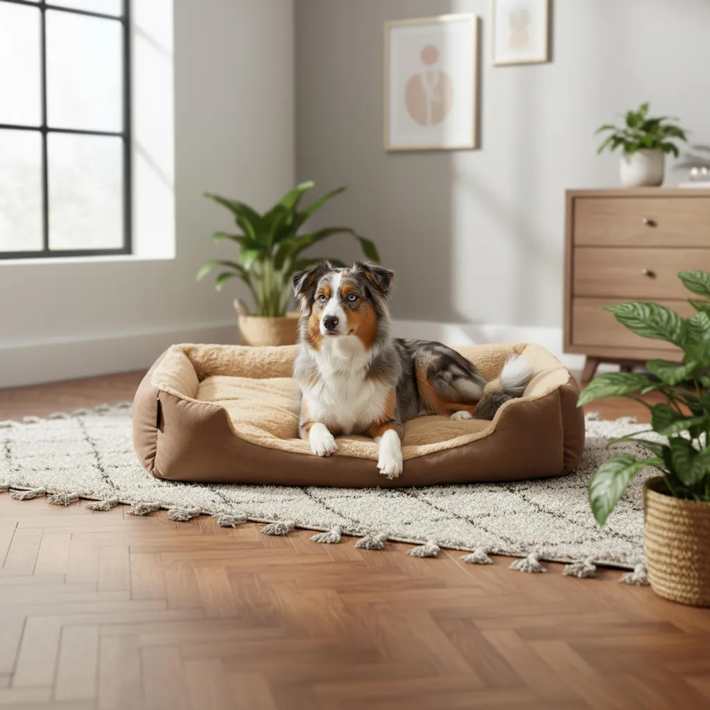 Belviona Cuccia Cani 90x70 cm | Letto con Cuscino Reversibile Marrone