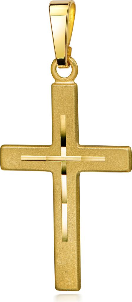 Kreuz-Anhänger mit hochwertigem Diamantschliff für Damen, Herren und Kinder als Kettenanhänger Gold-Kreuz 333 Gold 8 Karat mit Schmuck-Etui