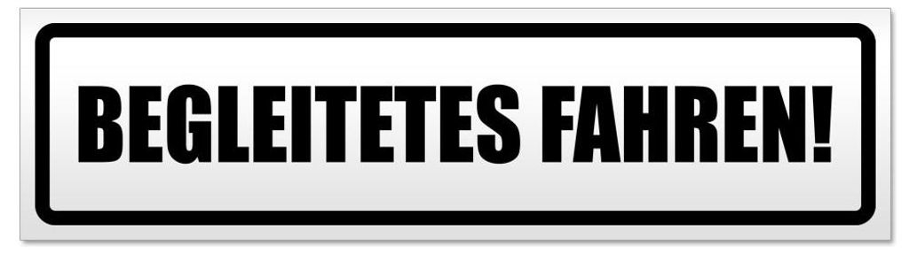 Kiwistar - Autoaufkleber - Schwarz - 60 x 16 cm - Begleitetes Fahren! - Hinweis Aufkleber Sticker für Auto, Kfz, Fahrrad, PKW, LKW