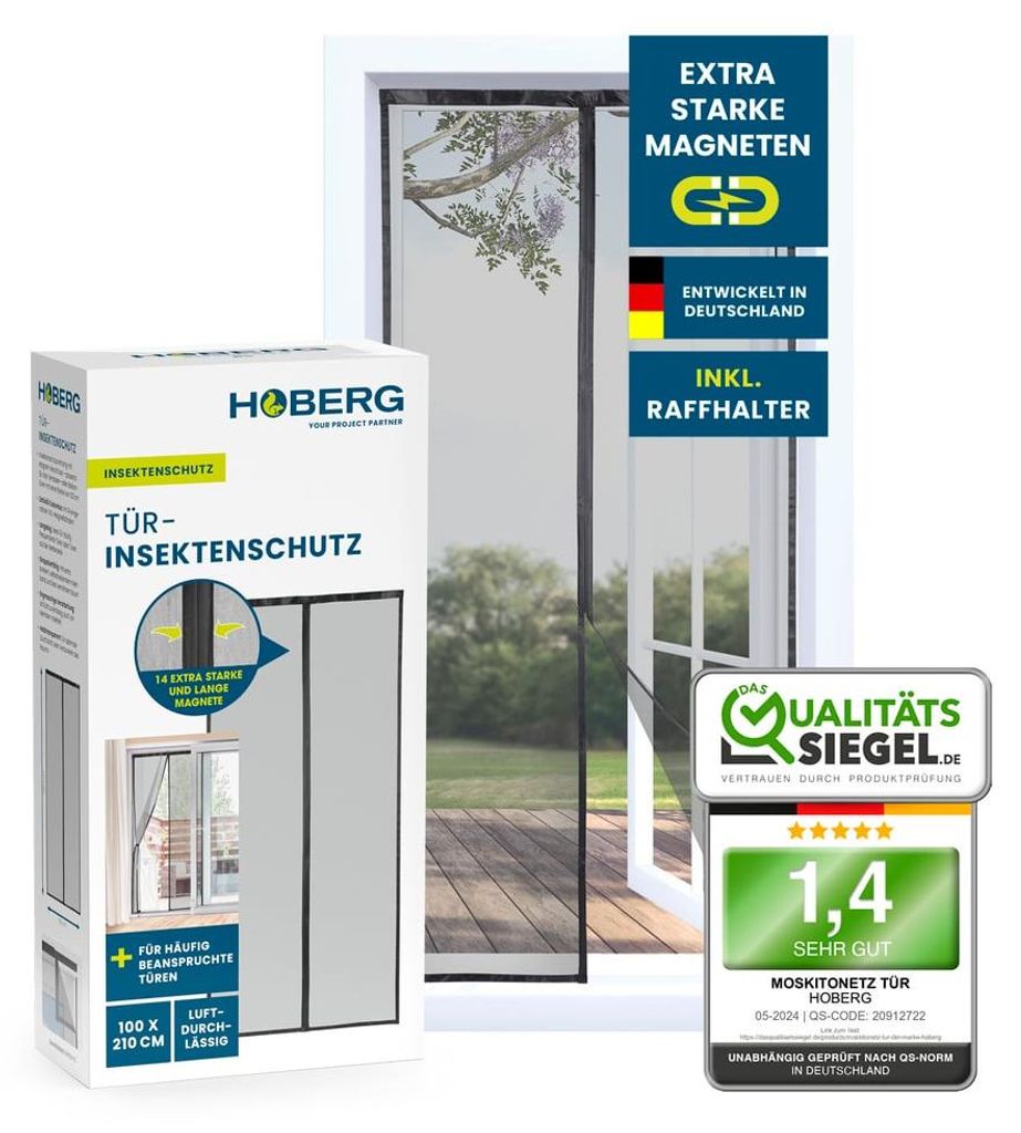 Moskitiera drzwiowa Hoberg - 100 x 210 cm - Czarna Zdjęcie produktu 
