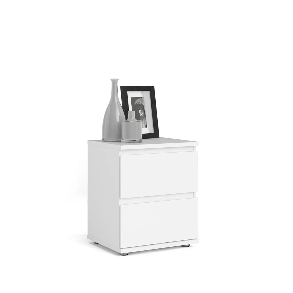 Table de chevet NOVA blanche laquée robuste et facile à monter pour lit - 15