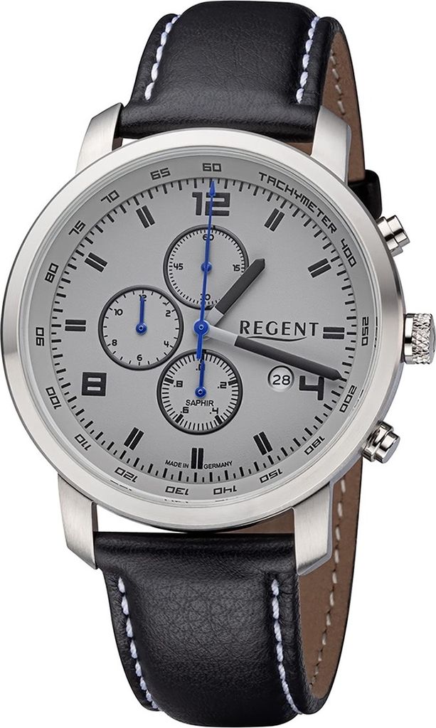 Regent Lederband Herren Uhr GM-2109 Armbanduhr Quarz schwarz Lederarmband D2URGM2109