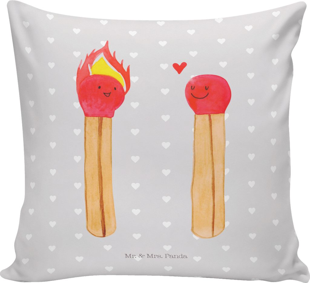 Mr. & Mrs. Panda zier kissen Streichhölzer - Grau Pastell - Geschenk, Freundin, bedruckt, Couchkissen, Liebesbeweis, Liebesgeschenk, Deko, 40x40, ...