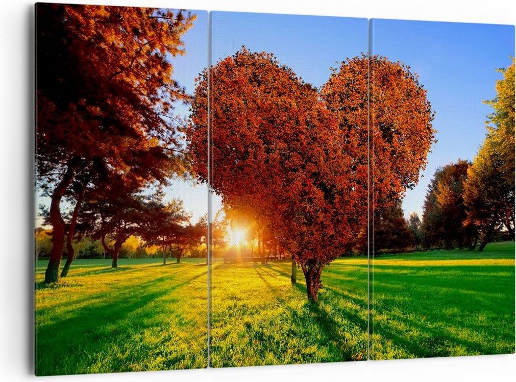 Bild auf Leinwand - Leinwandbild - Baum Park Frühling Herz - 165x110cm - Wand Bild - Wanddeko - Leinwanddruck - Bilder - Kunstdruck - Wanddekorati...