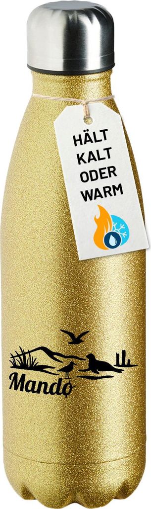 Huuraa Trinkflasche Mandø Dänemark 500ml Gold Edelstahl Wasserflasche Trinkflasche Geschenkidee