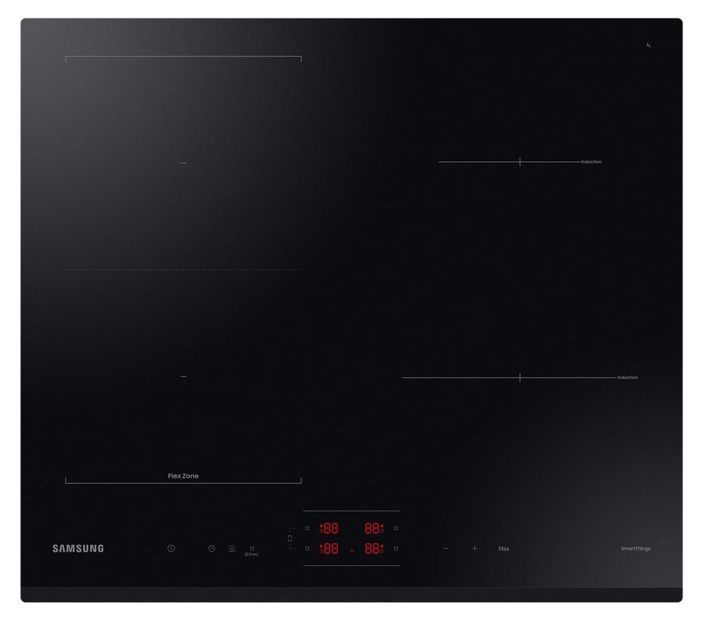 A top-down view of a black induction cooktop.